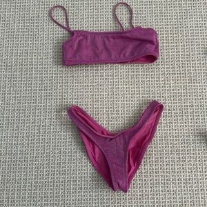 Triangle pink sparkly bikini
